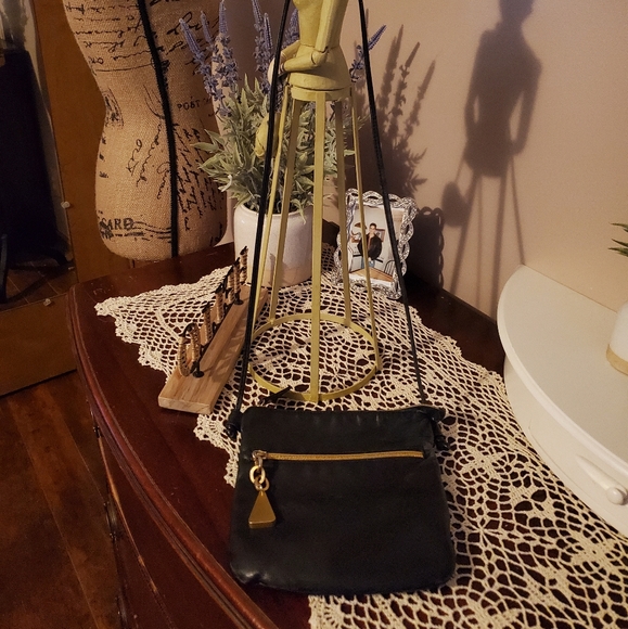 Sharif® Black Leather Crossbody Bag - Picture 1 of 5
